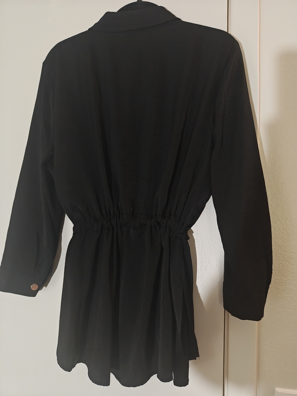 Cato Black Lightweight Utility Style Shirt Jacket with Gold Button Front